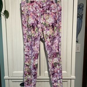 RBX Pink and Purple Floral hydrangea Leggings